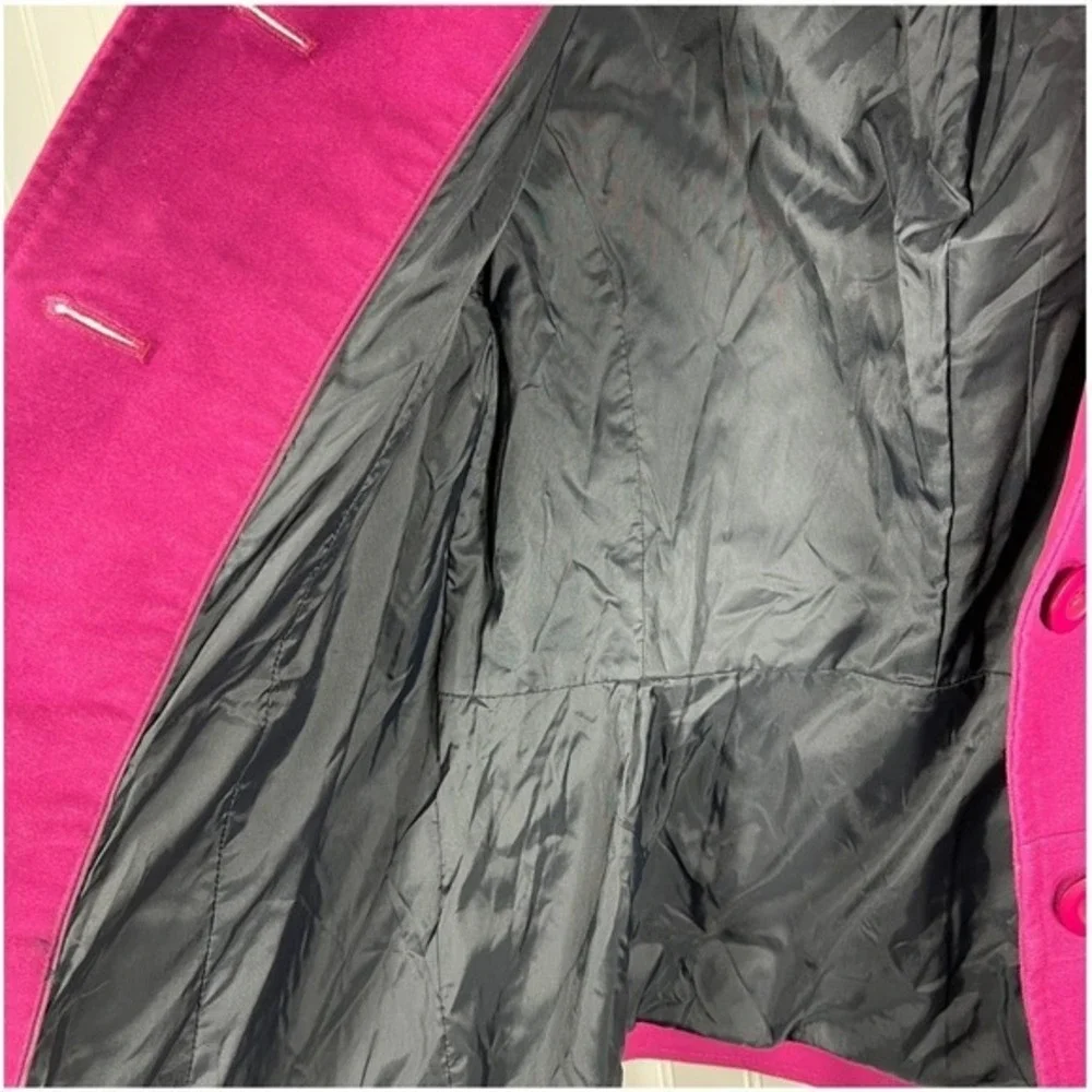 LL Bean Pea Coat Belted Canvas Field Jacket Small Pink Chore Barn Spring Preppy‎